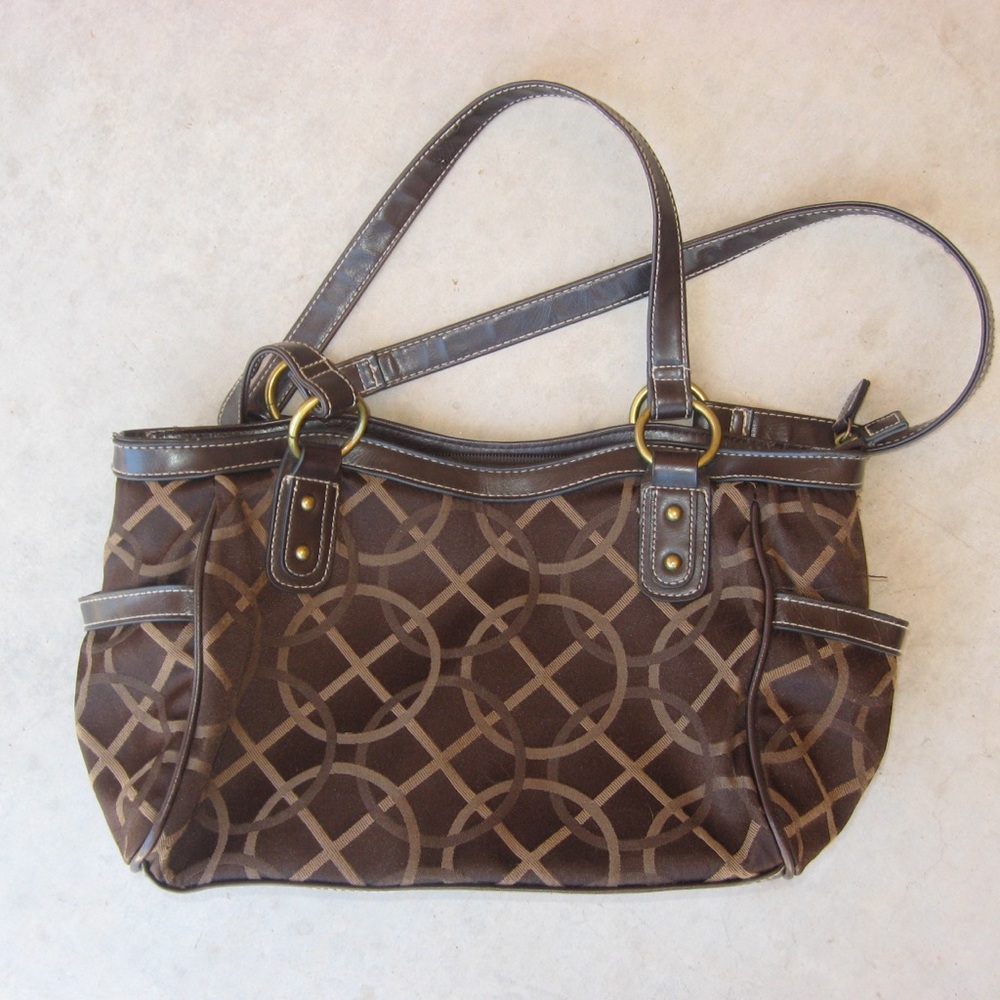 Merona Brown Quilted Shoulder Bag with Double Handles